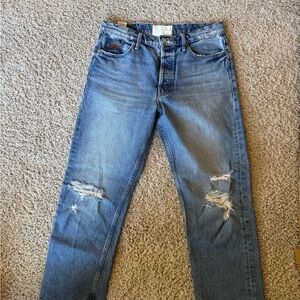 Mother Superior The Tomcat Distressed Straight Leg Jeans